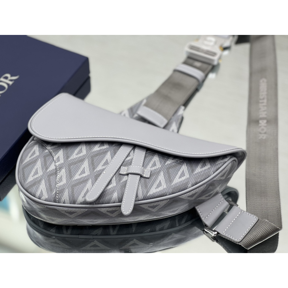 Adjustable Saddle Shoulder Strap with Pouch Dior Gray CD Diamond